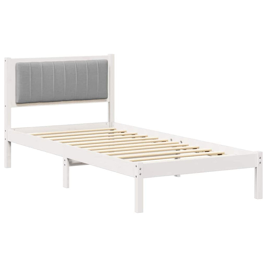 Bedframe met Gevoerd Hoofdgedeelte Lichtgrijs 90 x 190 cm Stof