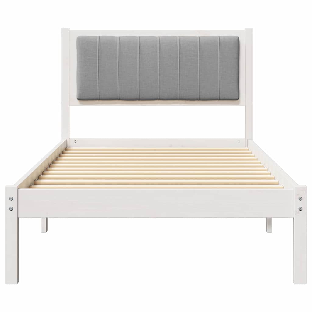 Bedframe met Gevoerd Hoofdgedeelte Lichtgrijs 90 x 190 cm Stof