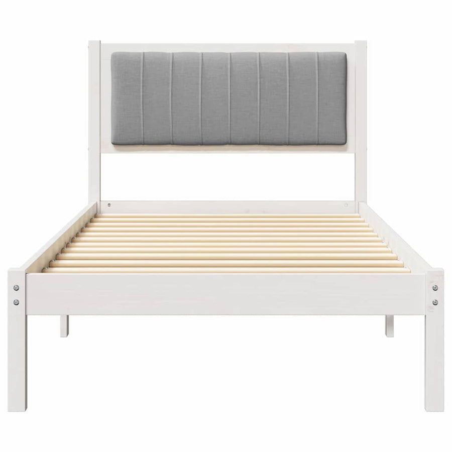 Bedframe met Gevoerd Hoofdgedeelte Lichtgrijs 90 x 190 cm Stof