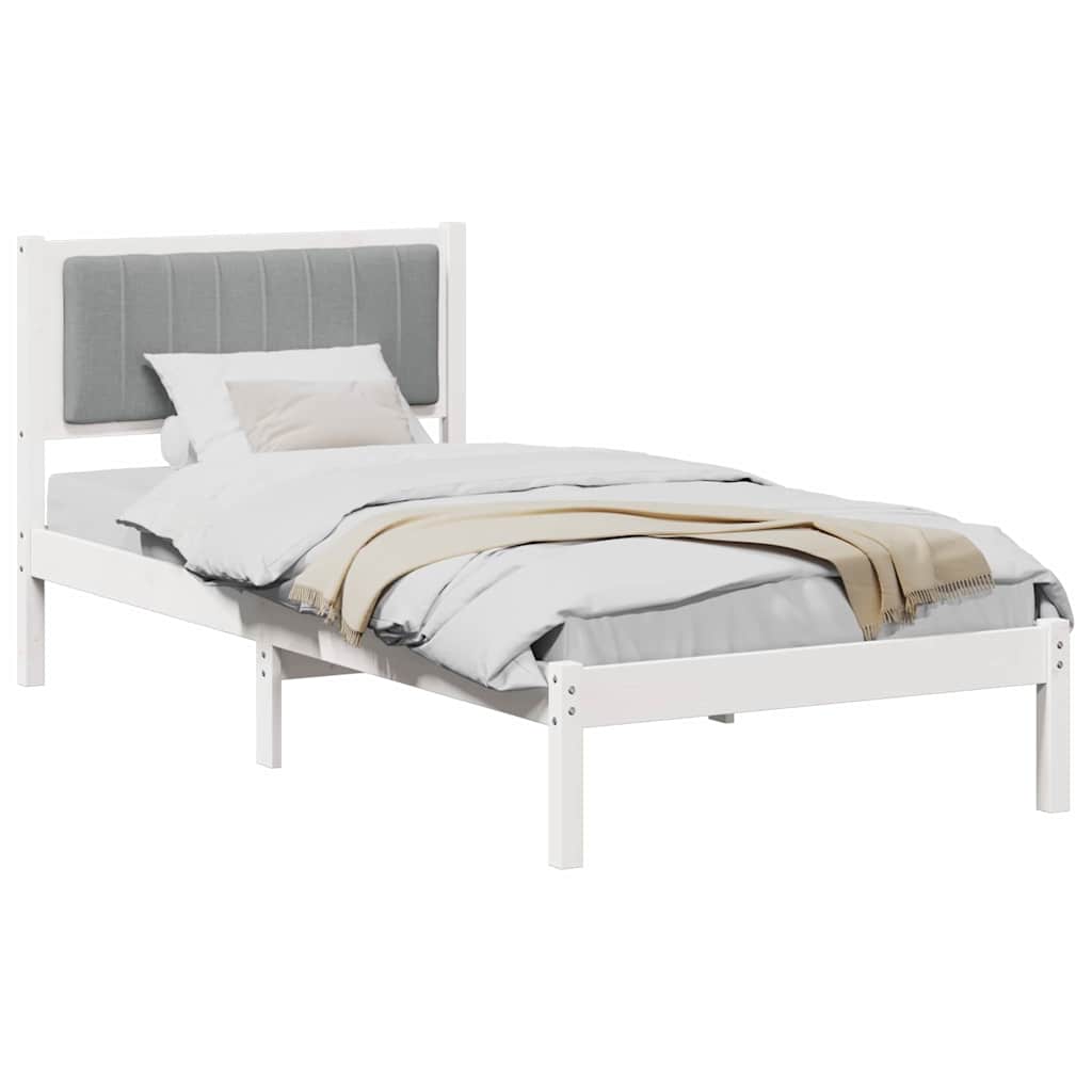 Bedframe met Gevoerd Hoofdgedeelte Lichtgrijs 90 x 190 cm Stof