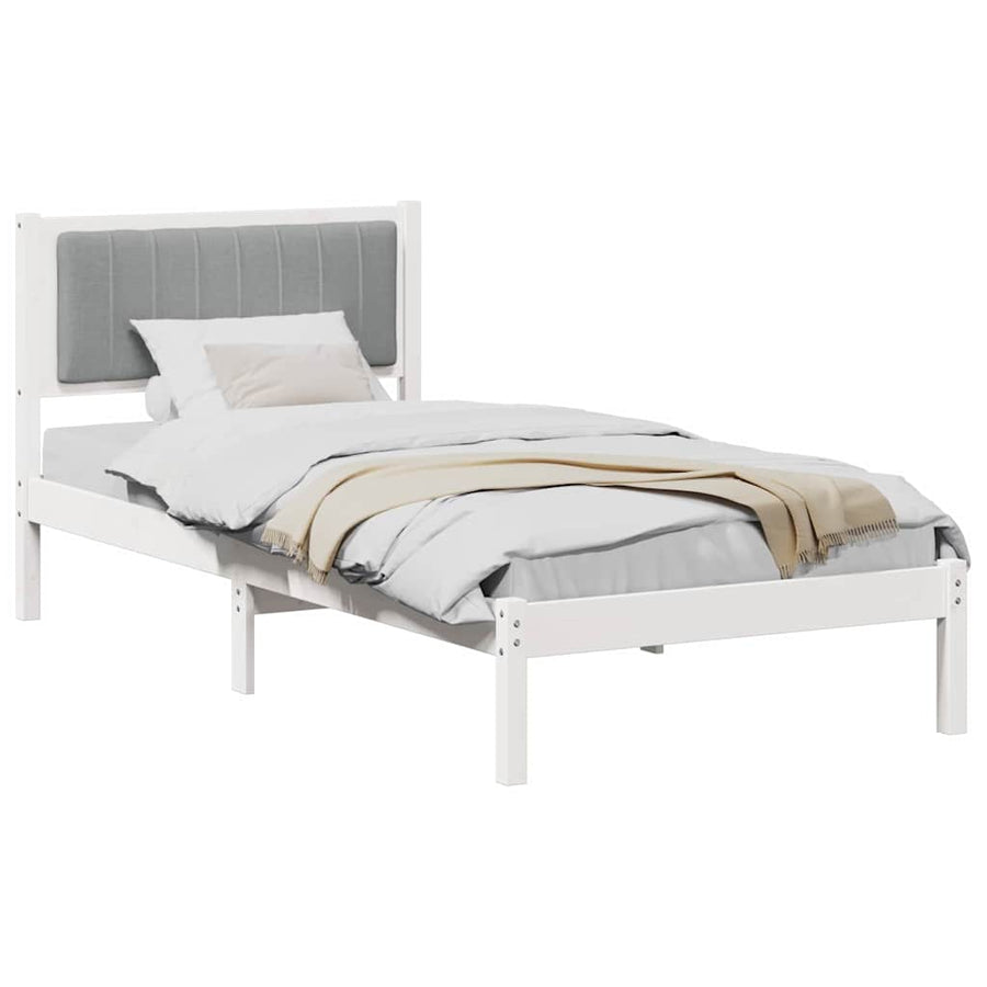Bedframe met Gevoerd Hoofdgedeelte Lichtgrijs 90 x 190 cm Stof
