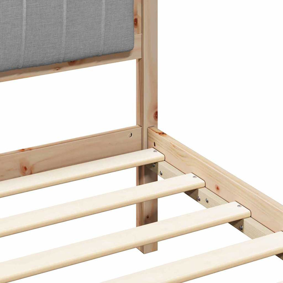 Bedframe met Gevoerd Hoofdgedeelte Lichtgrijs 75 x 190 cm Stof