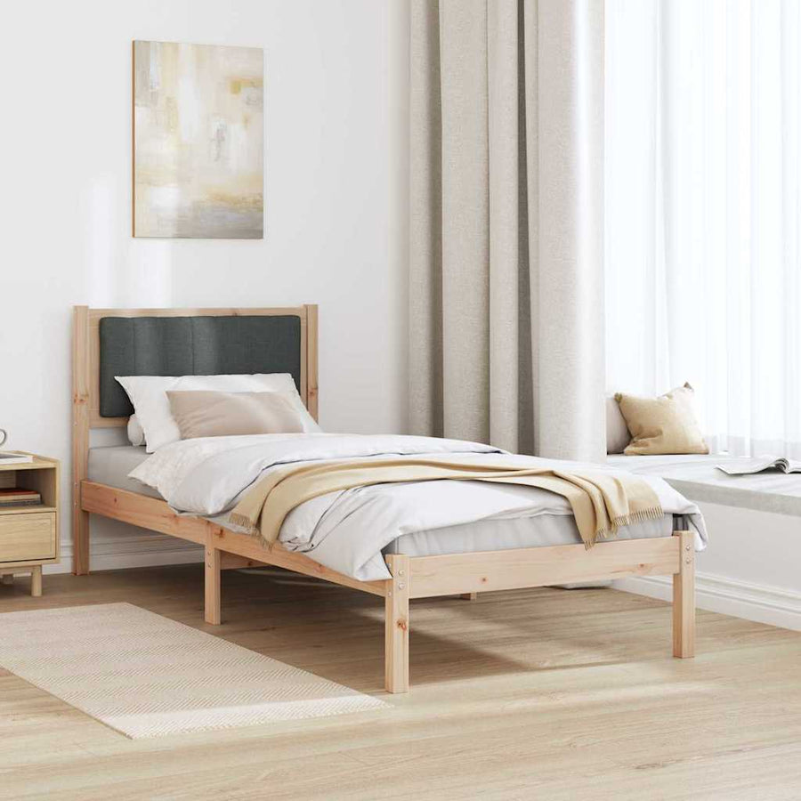 Bedframe met Gevoerd Hoofdgedeelte Donkergrijs 75 x 190 cm Stof