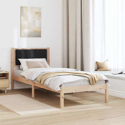 Bedframe met Gevoerd Hoofdgedeelte Zwart 75 x 190 cm Stof