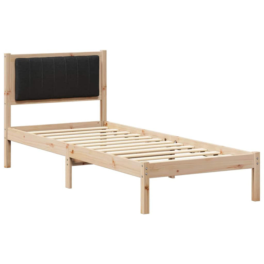 Bedframe met Gevoerd Hoofdgedeelte Zwart 75 x 190 cm Stof