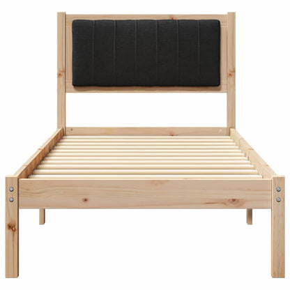 Bedframe met Gevoerd Hoofdgedeelte Zwart 75 x 190 cm Stof