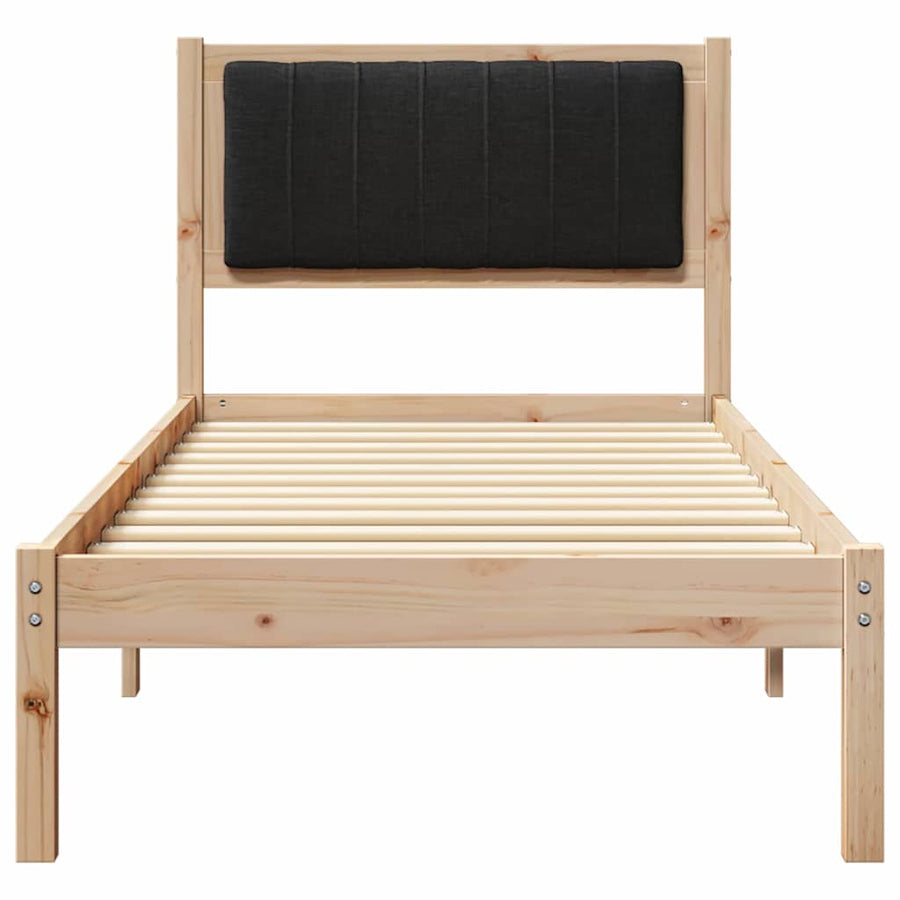 Bedframe met Gevoerd Hoofdgedeelte Zwart 75 x 190 cm Stof