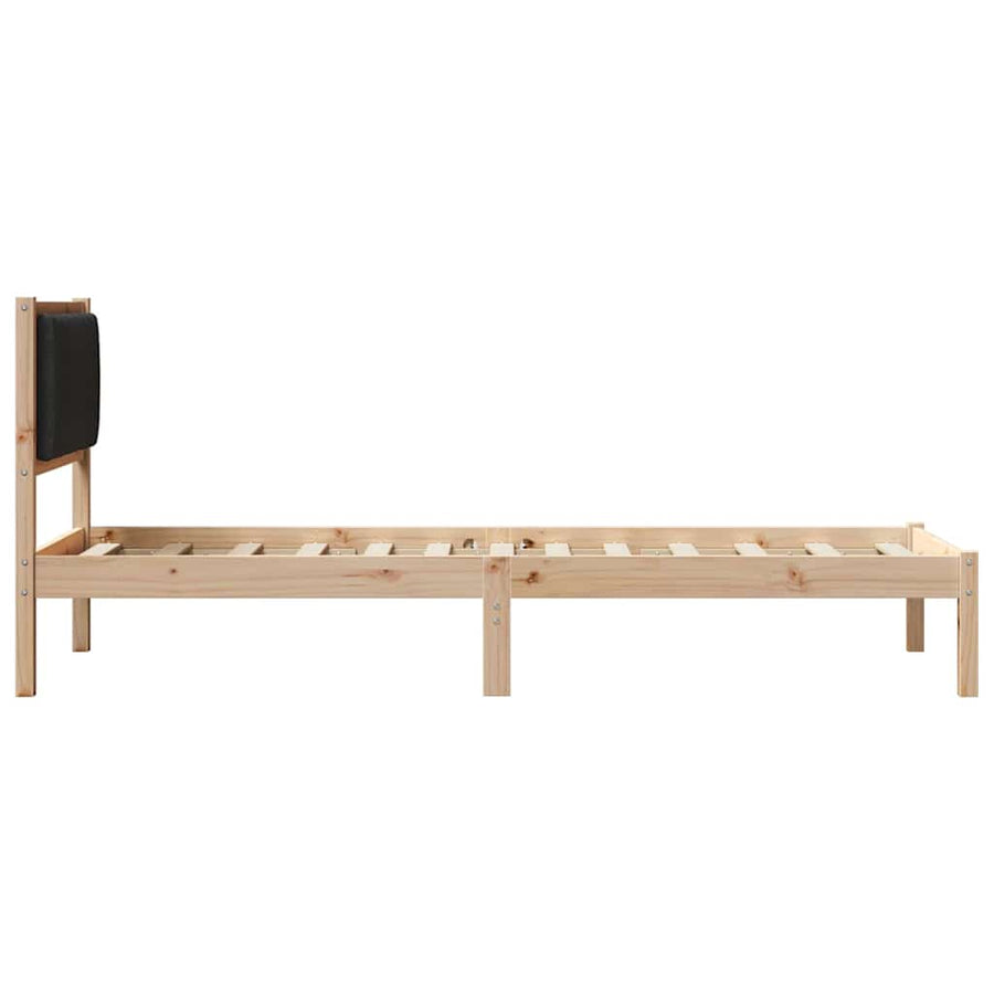 Bedframe met Gevoerd Hoofdgedeelte Zwart 75 x 190 cm Stof