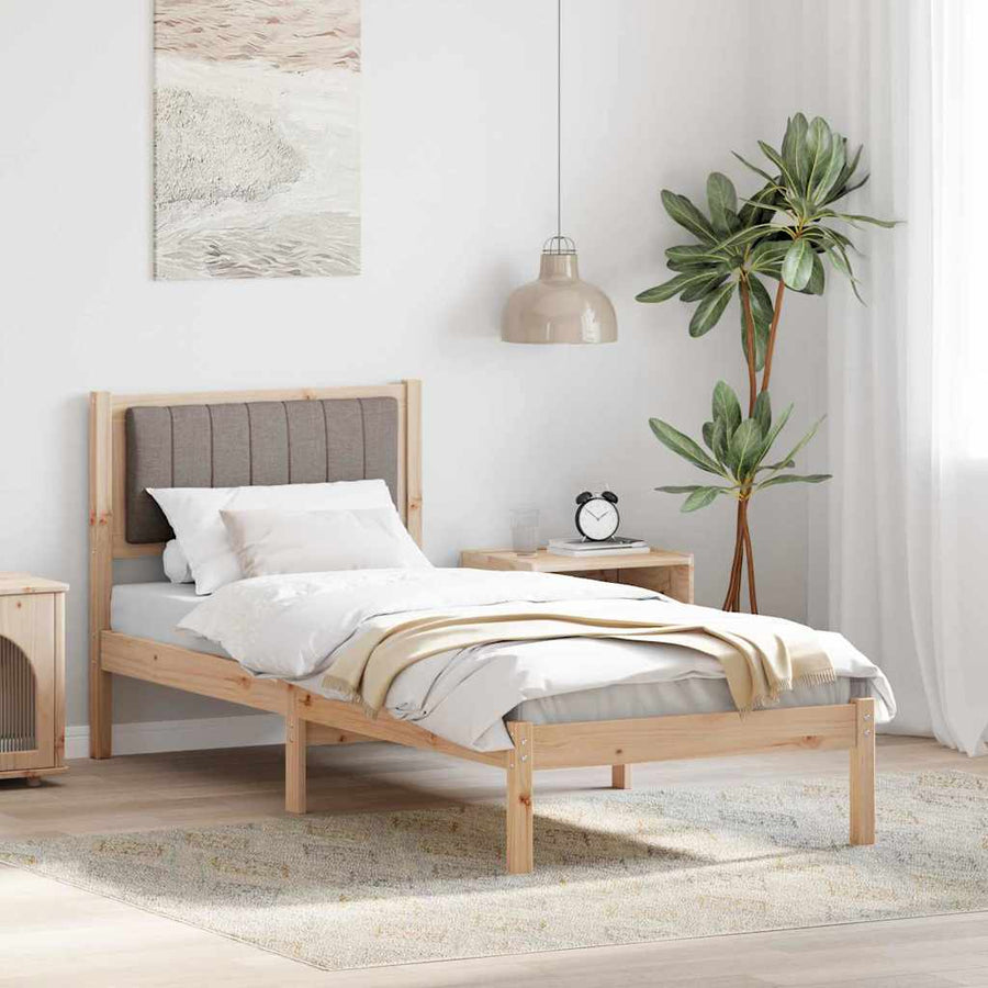 Bedframe met Gevoerd Hoofdgedeelte Taupe 75 x 190 cm Stof