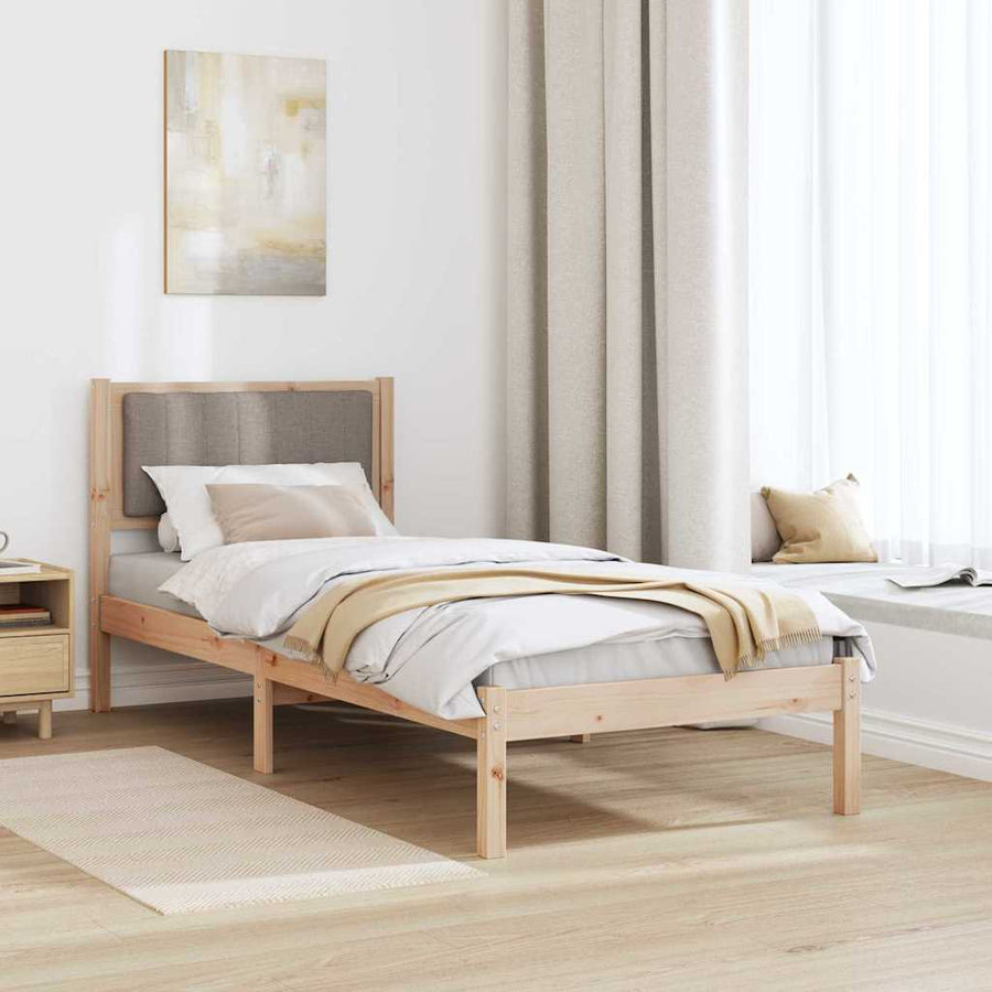 Bedframe met Gevoerd Hoofdgedeelte Taupe 75 x 190 cm Stof