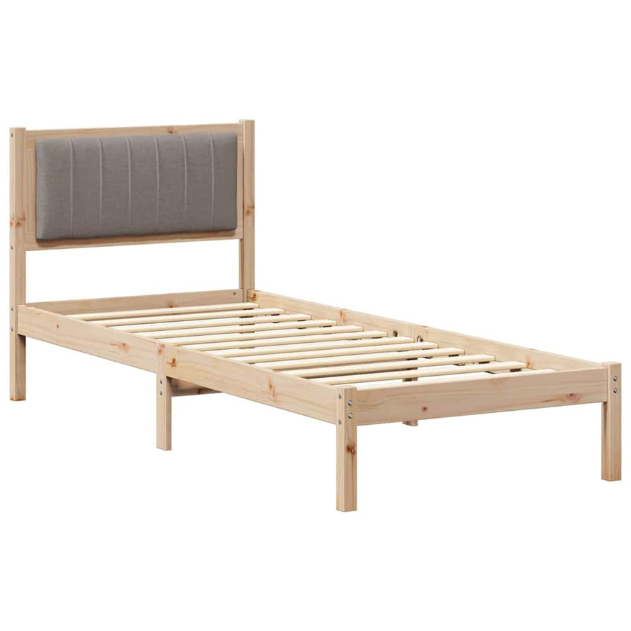 Bedframe met Gevoerd Hoofdgedeelte Taupe 75 x 190 cm Stof