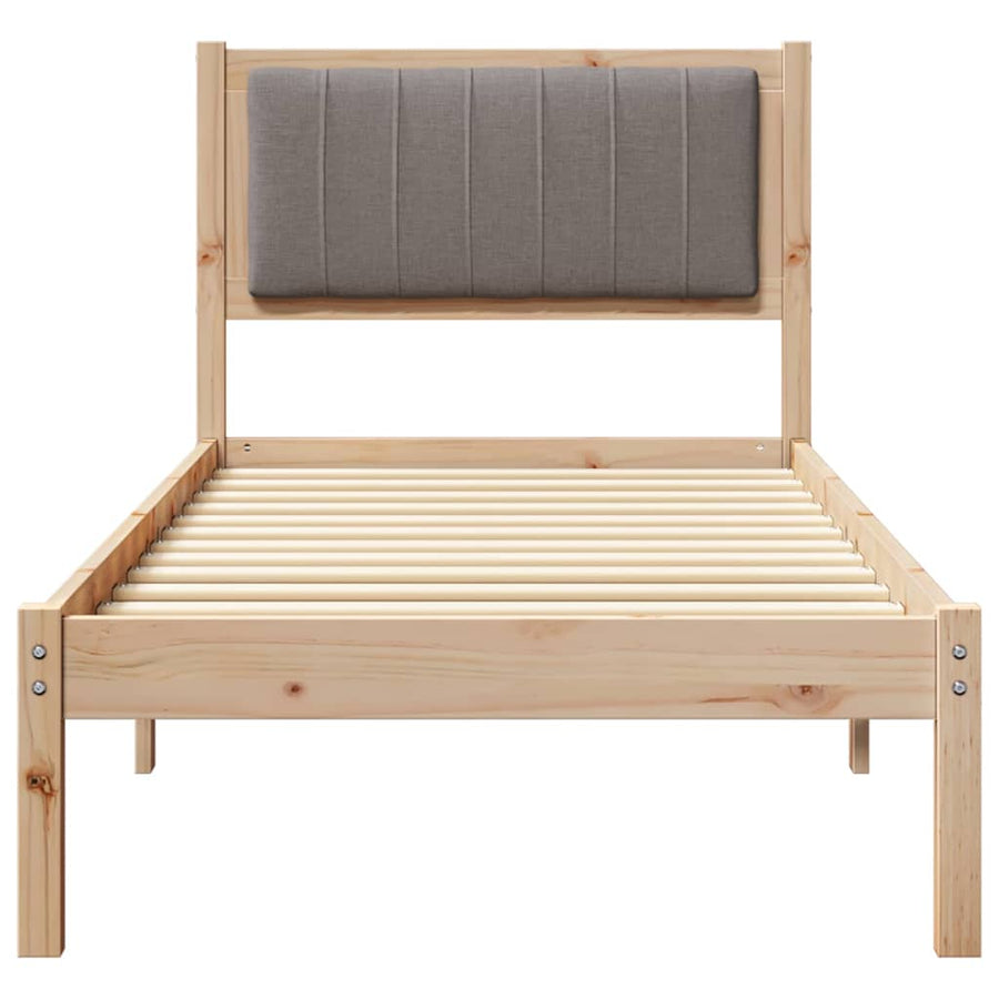 Bedframe met Gevoerd Hoofdgedeelte Taupe 75 x 190 cm Stof