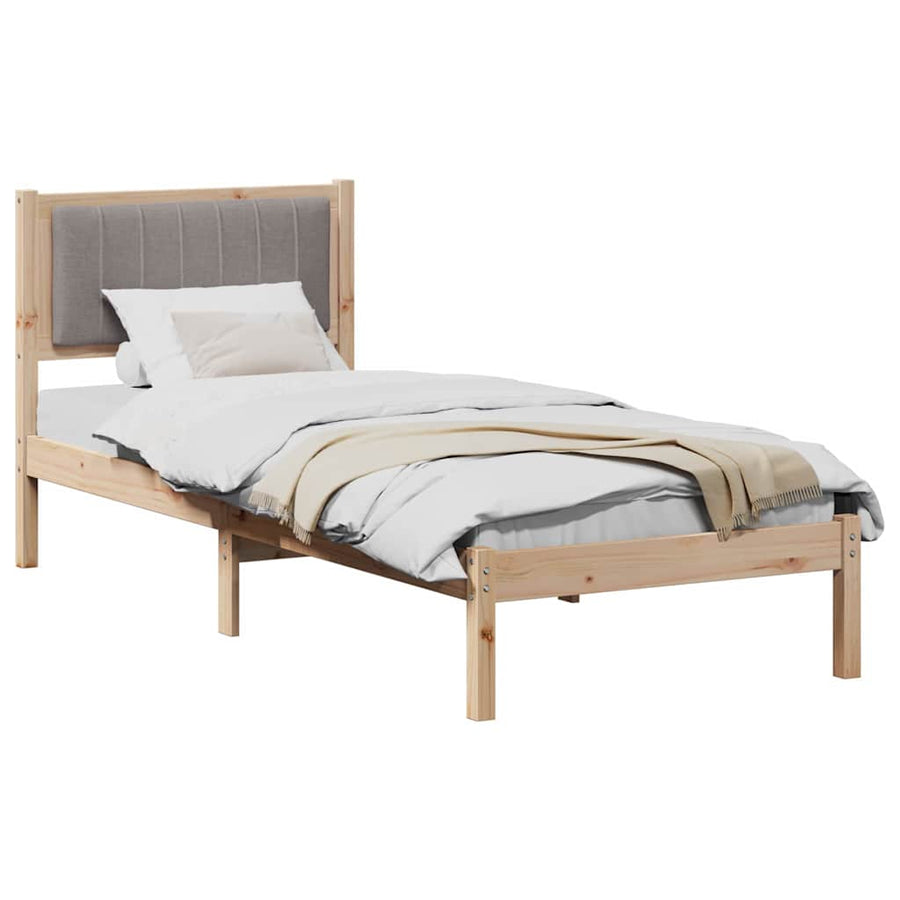 Bedframe met Gevoerd Hoofdgedeelte Taupe 75 x 190 cm Stof