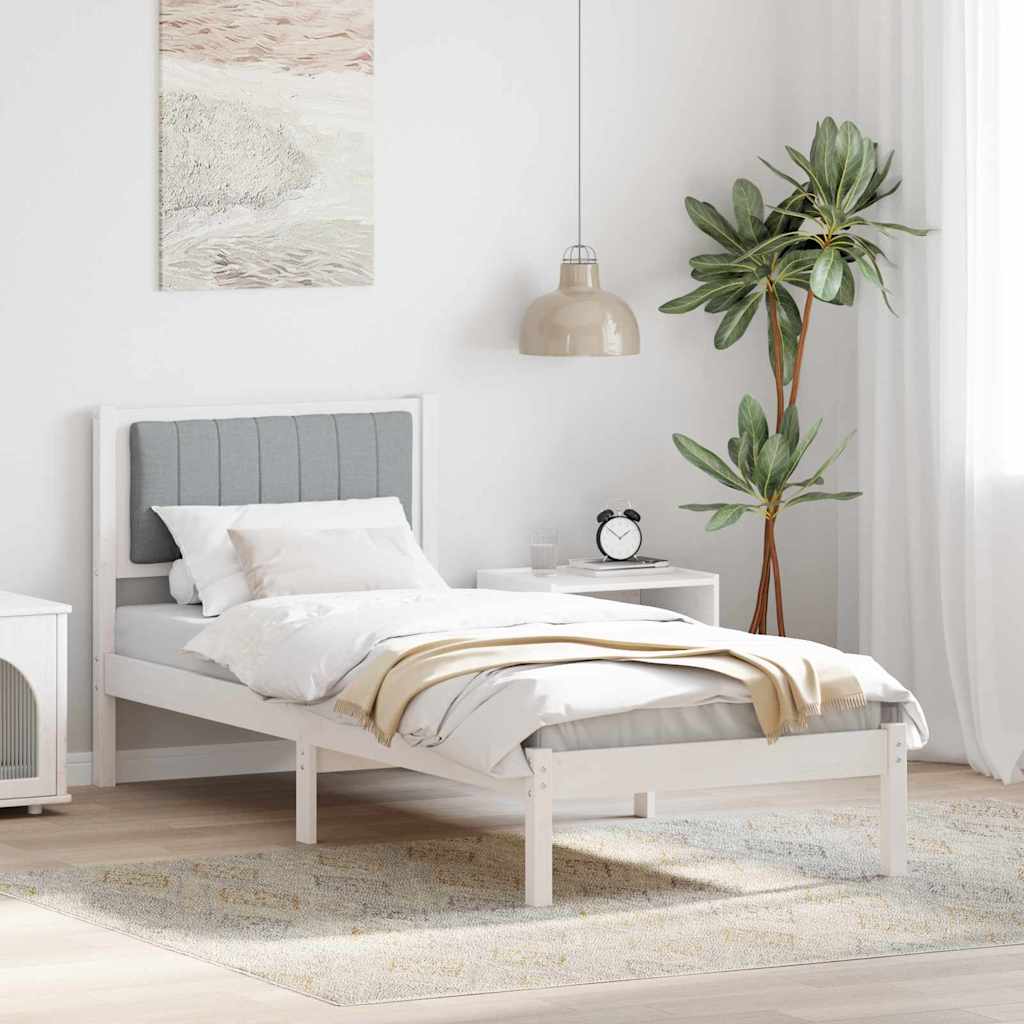 Bedframe met Gevoerd Hoofdgedeelte Lichtgrijs 75 x 190 cm Stof