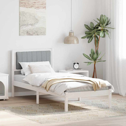 Bedframe met Gevoerd Hoofdgedeelte Lichtgrijs 75 x 190 cm Stof