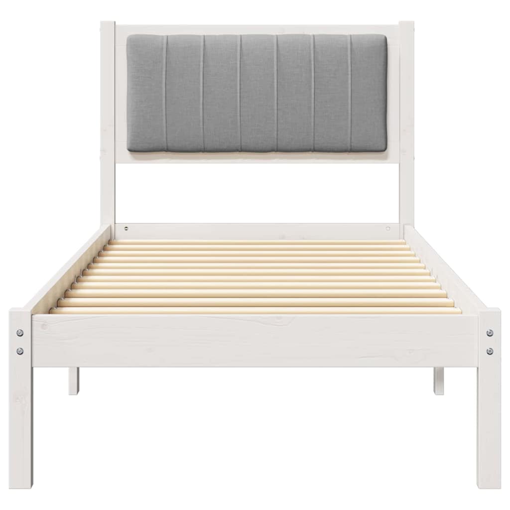 Bedframe met Gevoerd Hoofdgedeelte Lichtgrijs 75 x 190 cm Stof