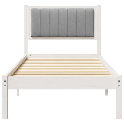 Bedframe met Gevoerd Hoofdgedeelte Lichtgrijs 75 x 190 cm Stof