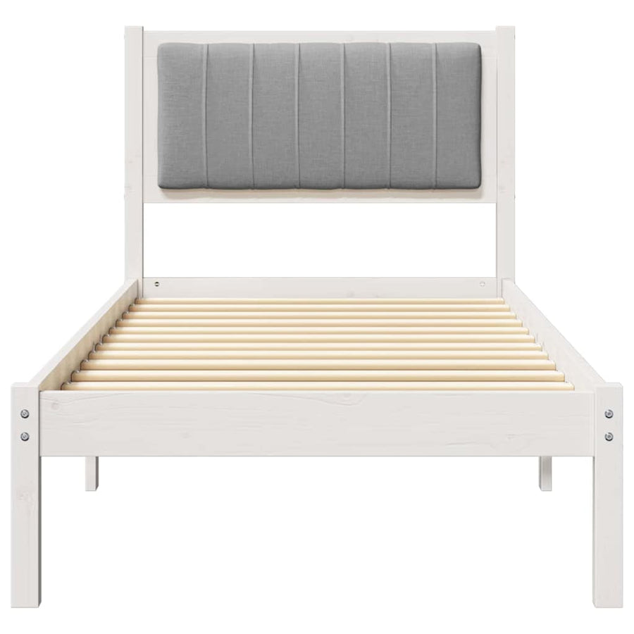 Bedframe met Gevoerd Hoofdgedeelte Lichtgrijs 75 x 190 cm Stof