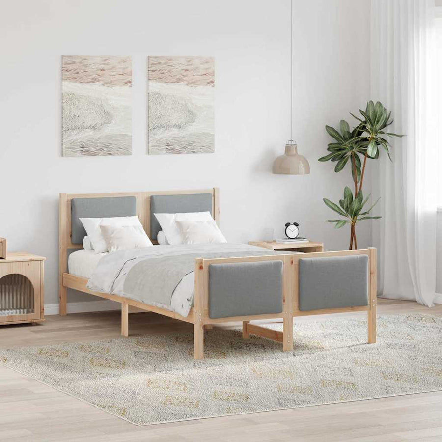 Bedframe met hoofdeinde Lichtgrijs 120 x 200 cm Stof