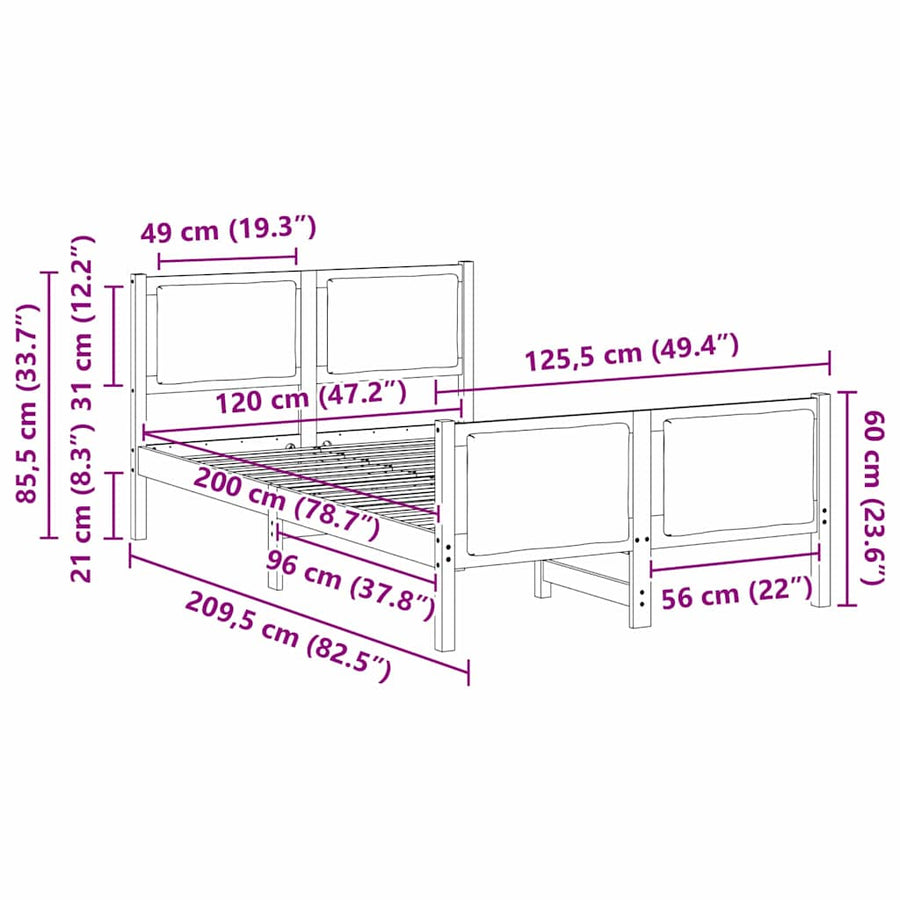 Bedframe met hoofdeinde Taupe 120 x 200 cm Stof