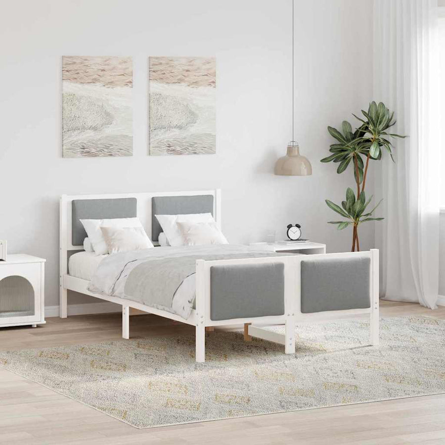 Bedframe met hoofdeinde Lichtgrijs 120 x 200 cm Stof