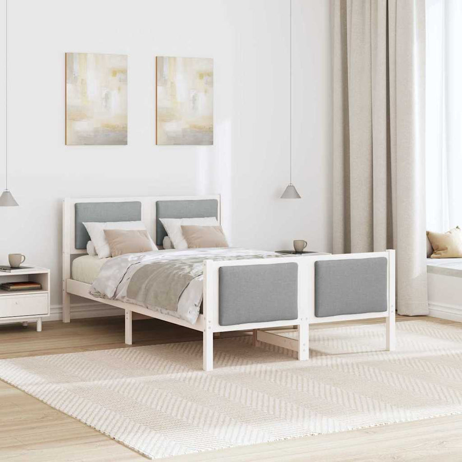 Bedframe met hoofdeinde Lichtgrijs 120 x 200 cm Stof