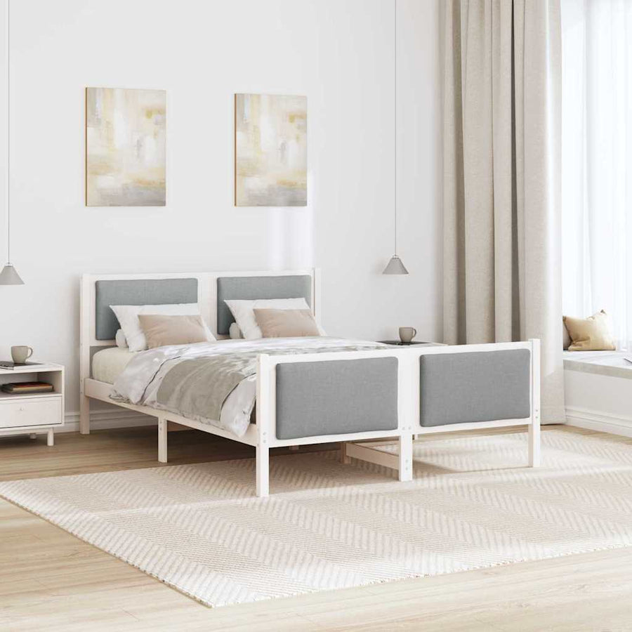 Bedframe met hoofdeinde Lichtgrijs 140 x 190 cm Stof