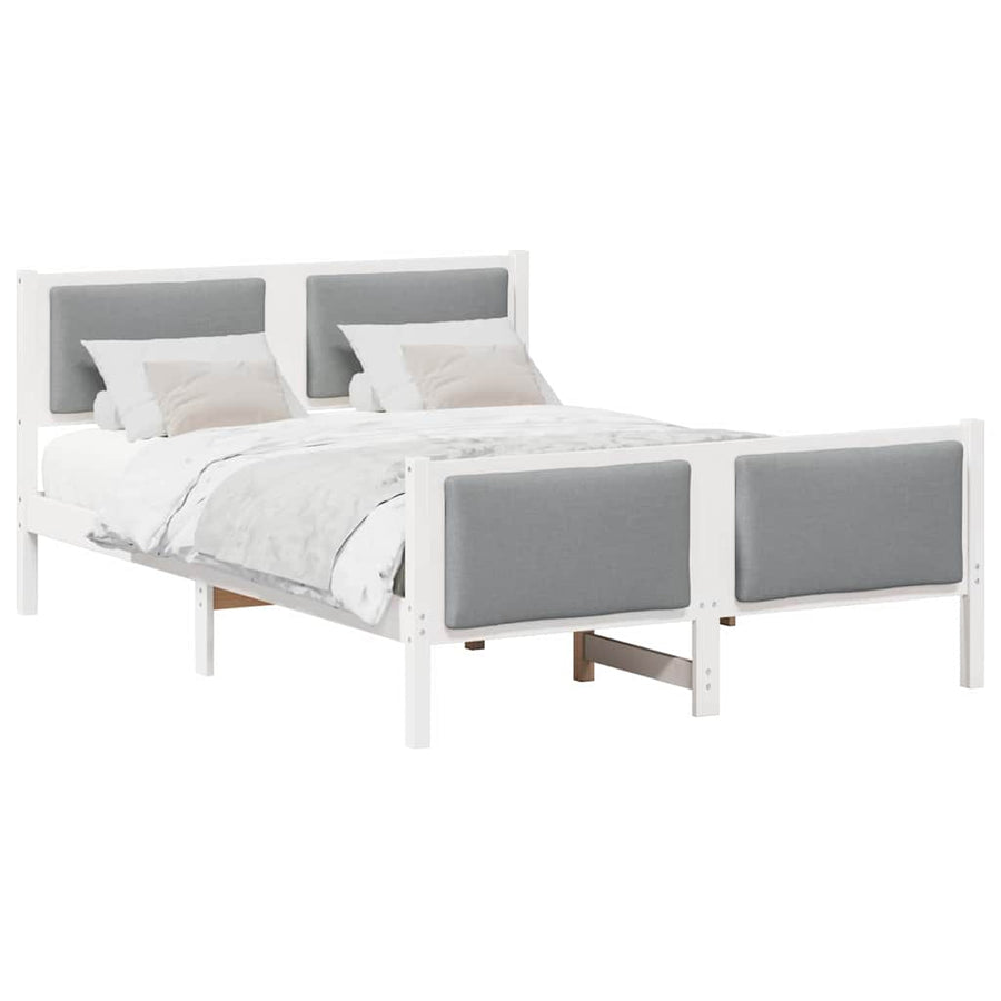 Bedframe met hoofdeinde Lichtgrijs 140 x 190 cm Stof