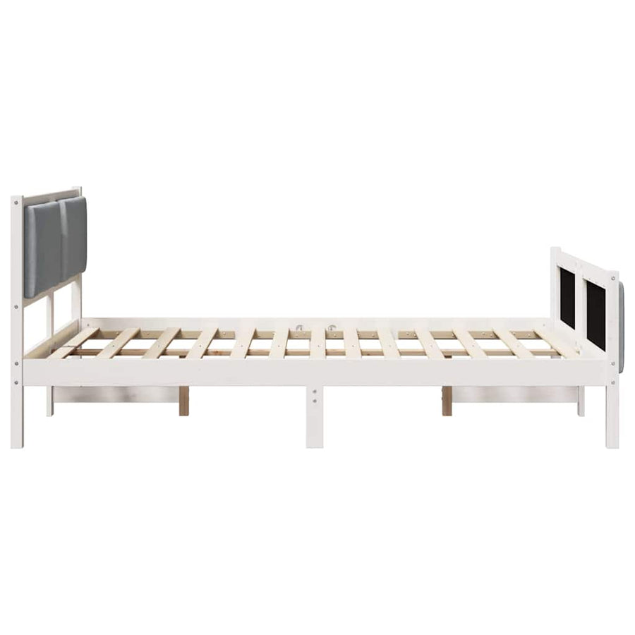 Bedframe met hoofdeinde Lichtgrijs 140 x 190 cm Stof