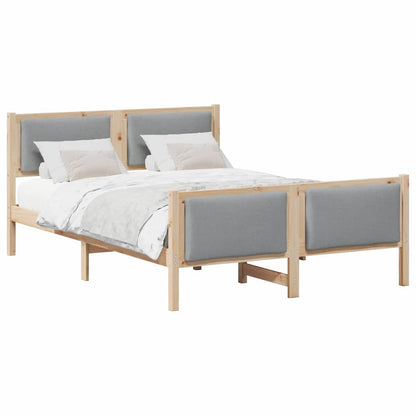 Bedframe met hoofdeinde Lichtgrijs 135 x 190 cm Stof