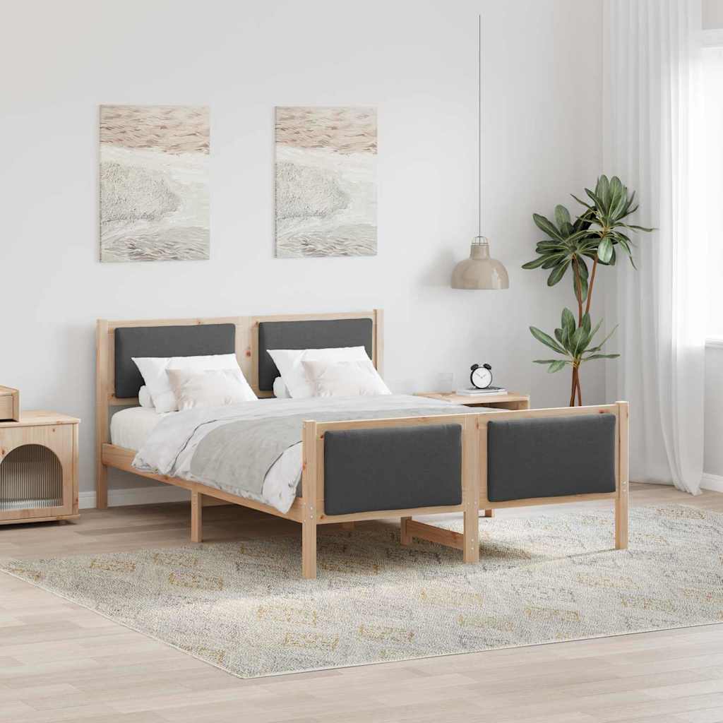 Bedframe met hoofdeinde Donkergrijs 135 x 190 cm Stof