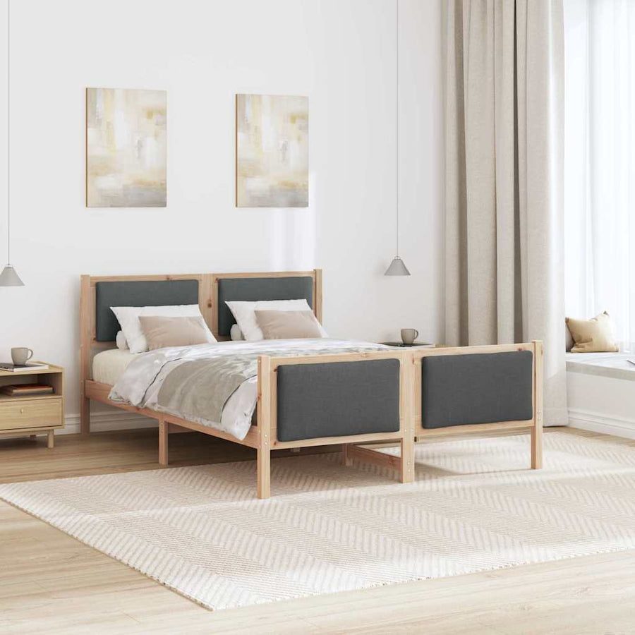 Bedframe met hoofdeinde Donkergrijs 135 x 190 cm Stof