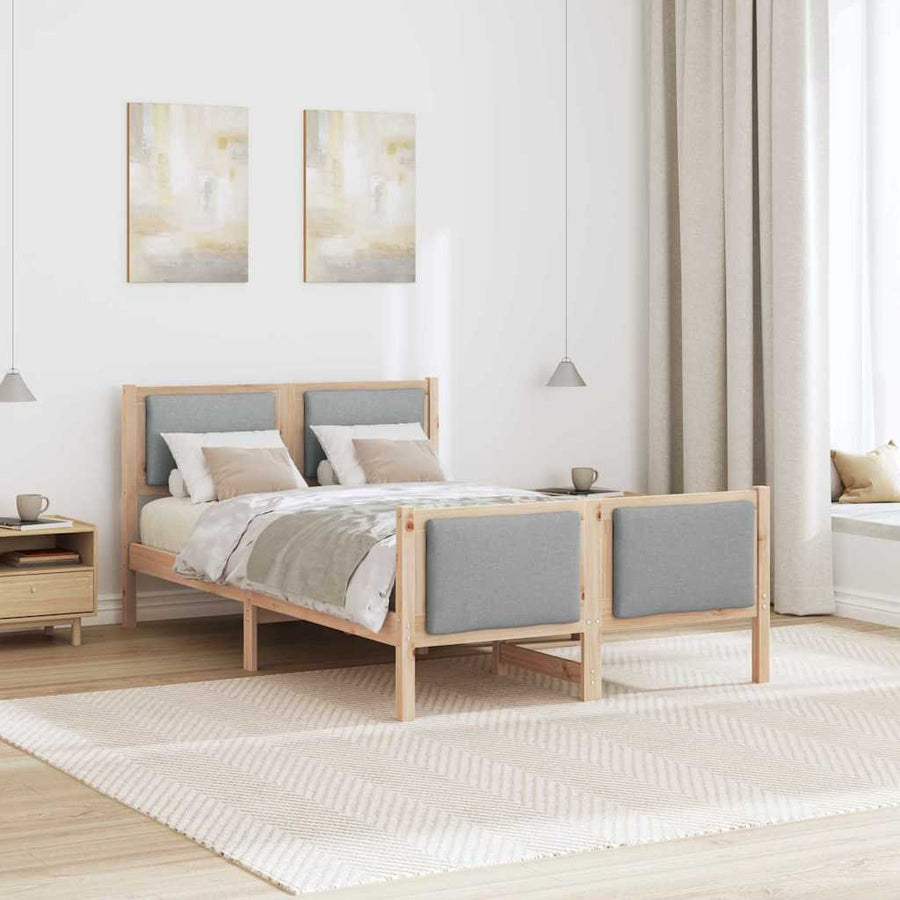 Bedframe met hoofdeinde Lichtgrijs 120 x 190 cm Stof