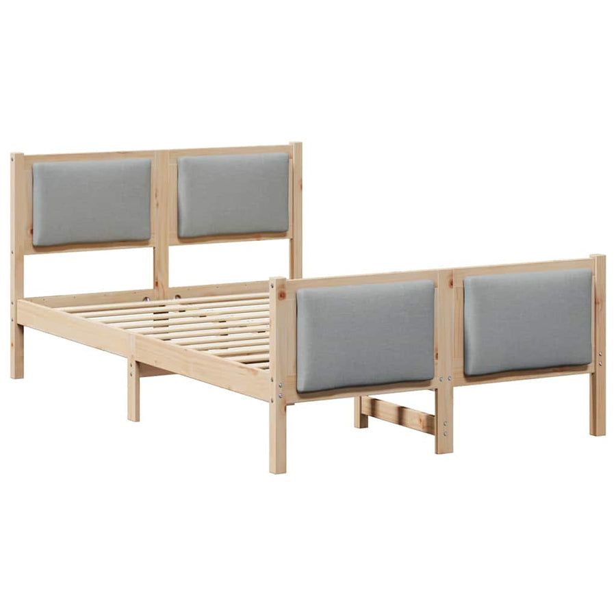 Bedframe met hoofdeinde Lichtgrijs 120 x 190 cm Stof