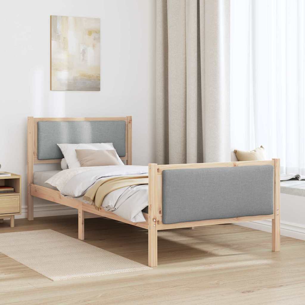 Bedframe met hoofdeinde Lichtgrijs 100 x 200 cm Stof