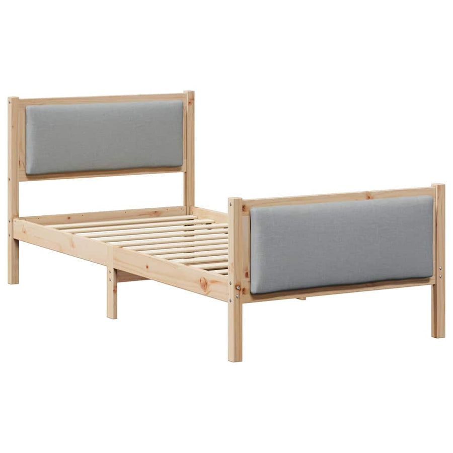 Bedframe met hoofdeinde Lichtgrijs 100 x 200 cm Stof