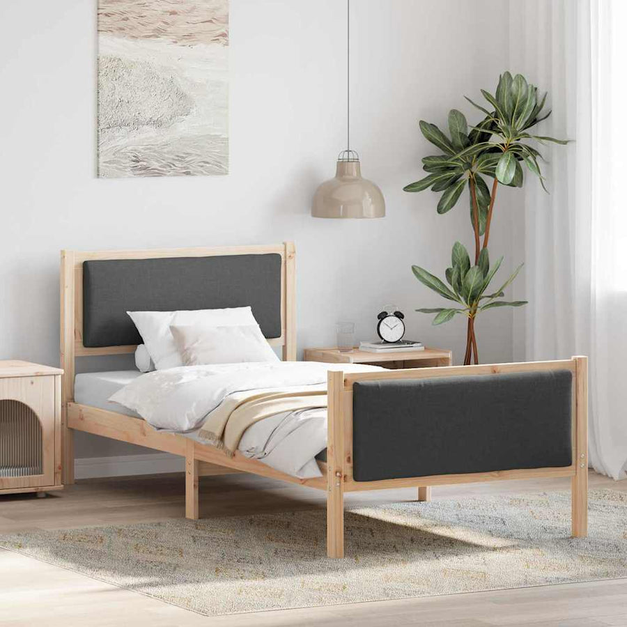 Bedframe met hoofdeinde Donkergrijs 100 x 200 cm Stof