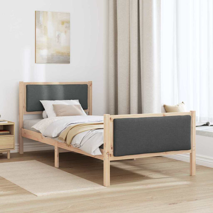 Bedframe met hoofdeinde Donkergrijs 100 x 200 cm Stof