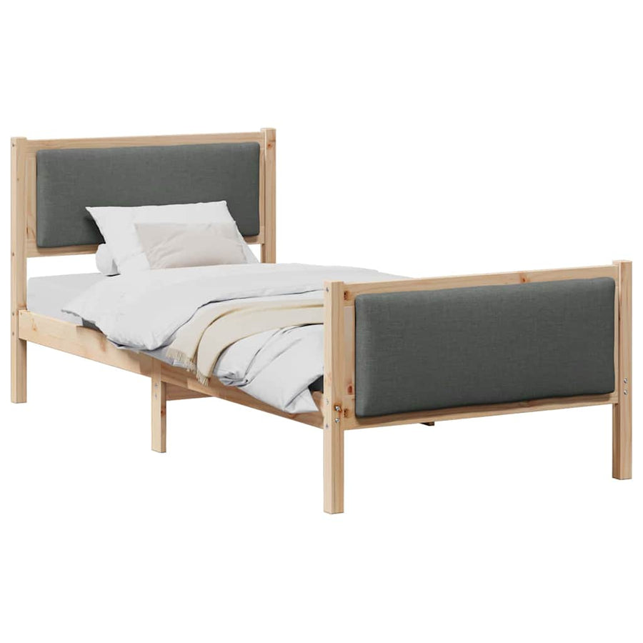 Bedframe met hoofdeinde Donkergrijs 100 x 200 cm Stof