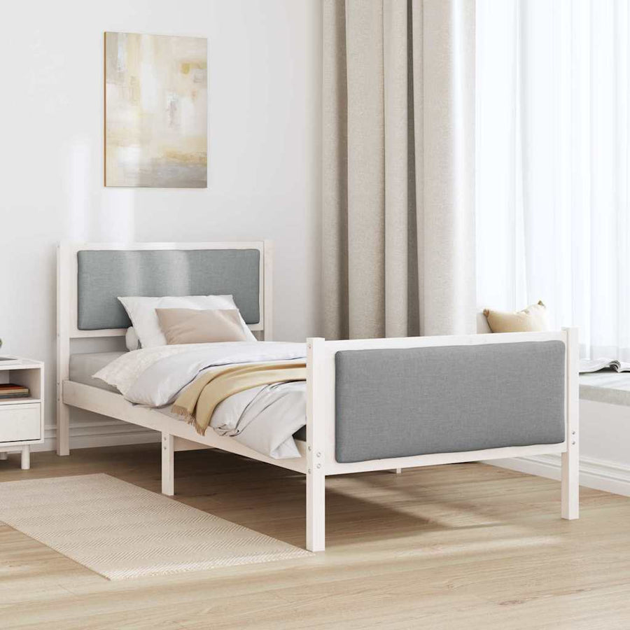 Bedframe met hoofdeinde Lichtgrijs 100 x 200 cm Stof