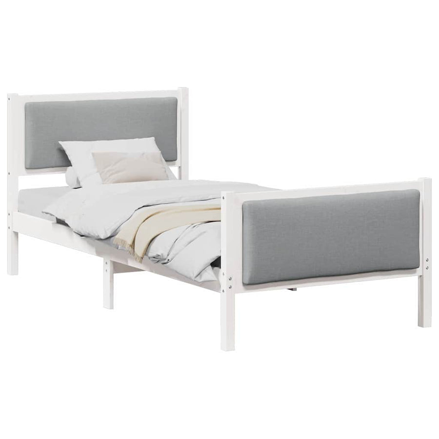 Bedframe met hoofdeinde Lichtgrijs 100 x 200 cm Stof