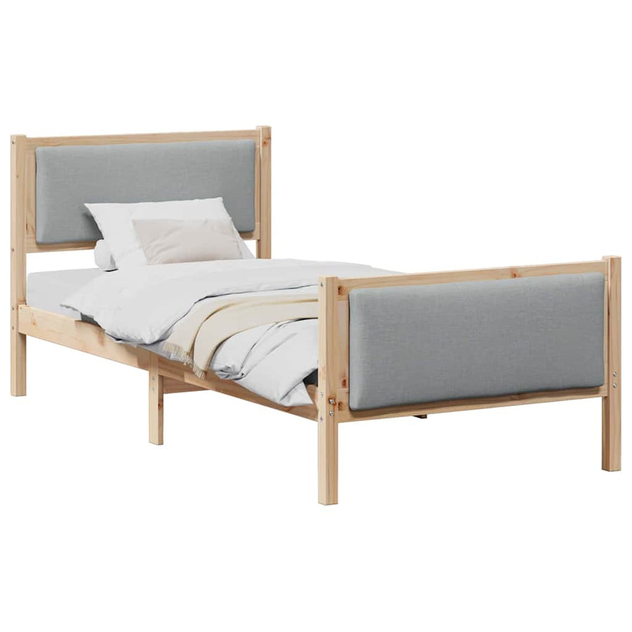 Bedframe met hoofdeinde Lichtgrijs 90 x 200 cm Stof