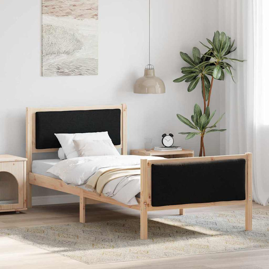 Bedframe met hoofdeinde Zwart 90 x 200 cm Stof