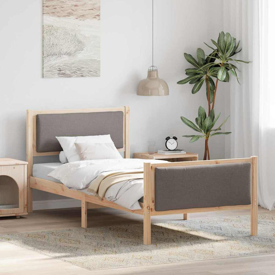 Bedframe met hoofdeinde Taupe 90 x 200 cm Stof