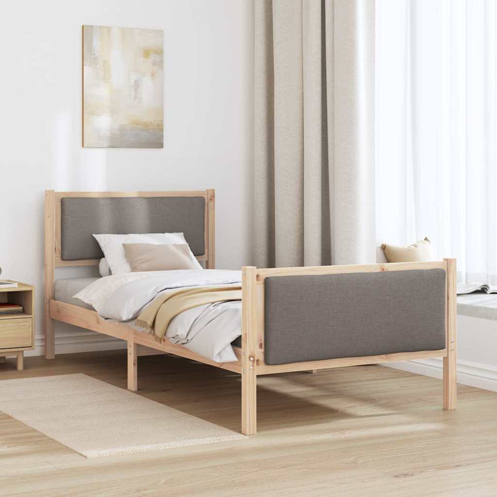 Bedframe met hoofdeinde Taupe 90 x 200 cm Stof