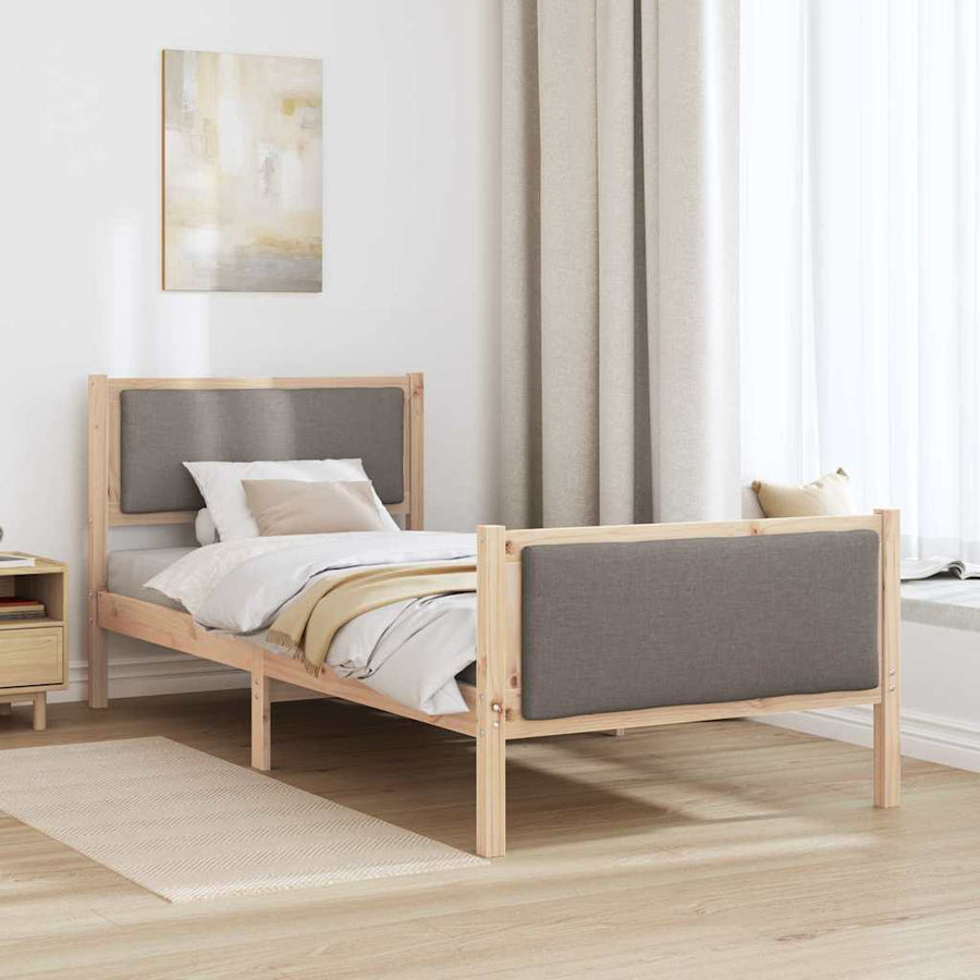 Bedframe met hoofdeinde Taupe 90 x 200 cm Stof