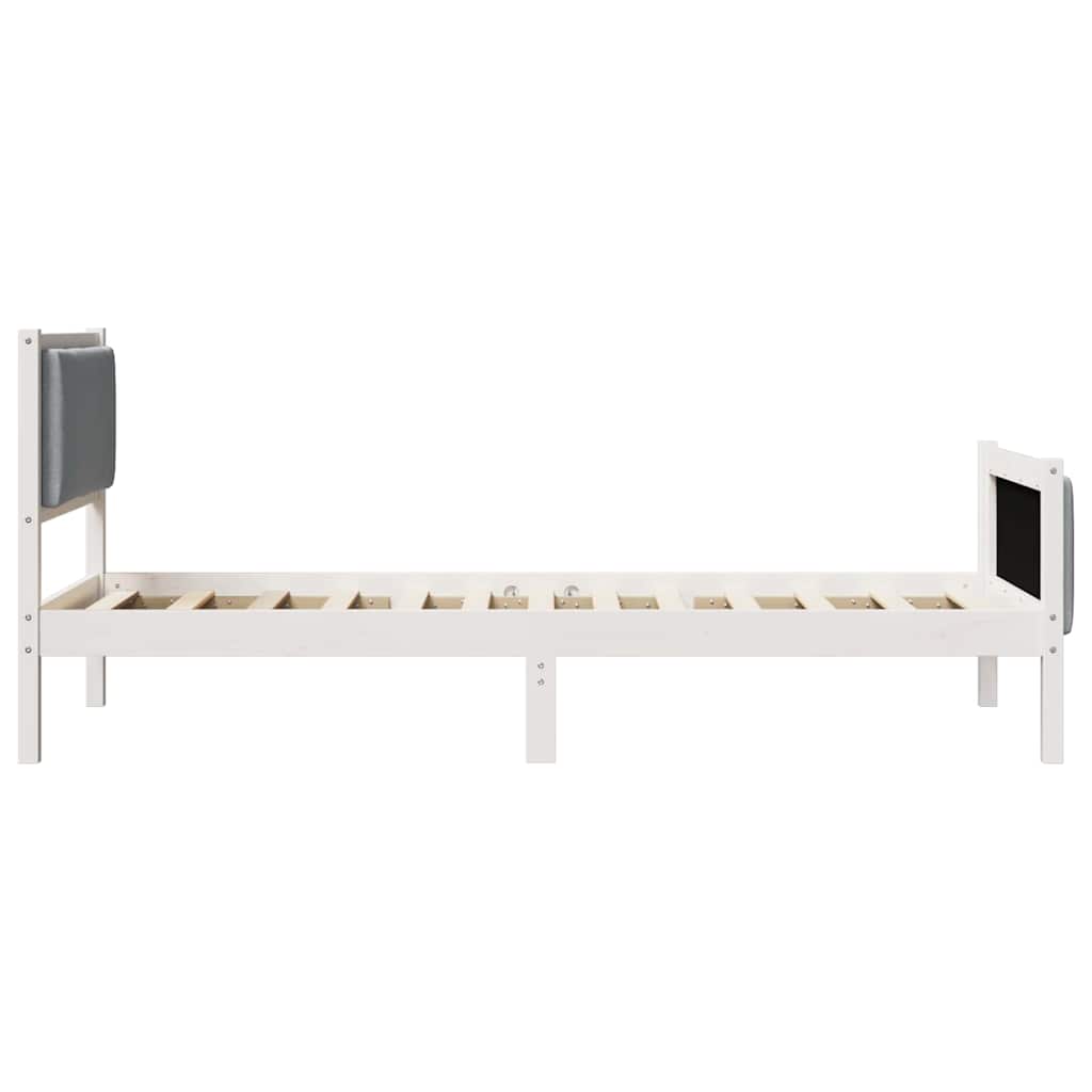 Bedframe met hoofdeinde Lichtgrijs 90 x 200 cm Stof