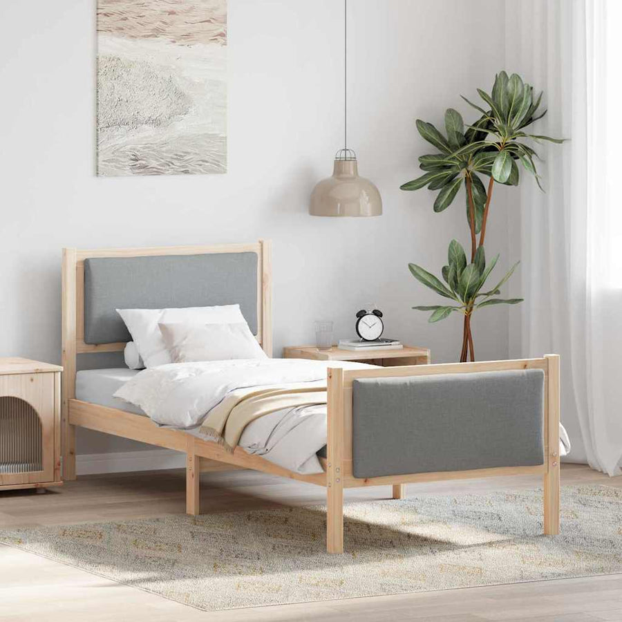Bedframe met hoofdeinde Lichtgrijs 80 x 200 cm Stof