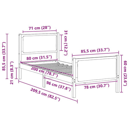 Bedframe met hoofdeinde Lichtgrijs 80 x 200 cm Stof