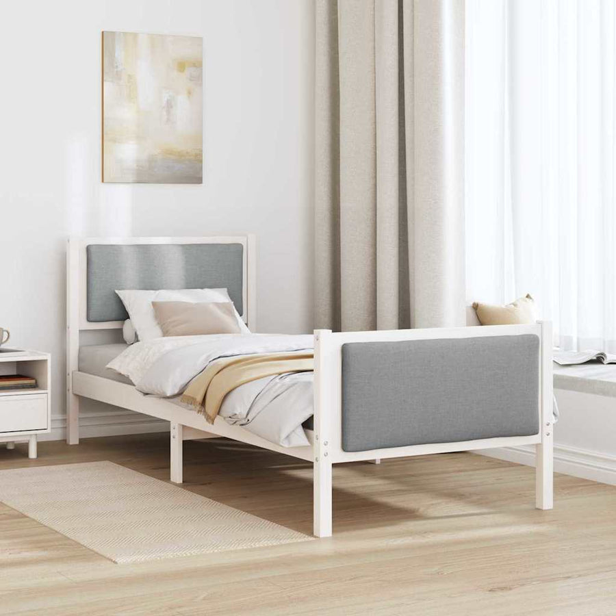 Bedframe met hoofdeinde Lichtgrijs 80 x 200 cm Stof